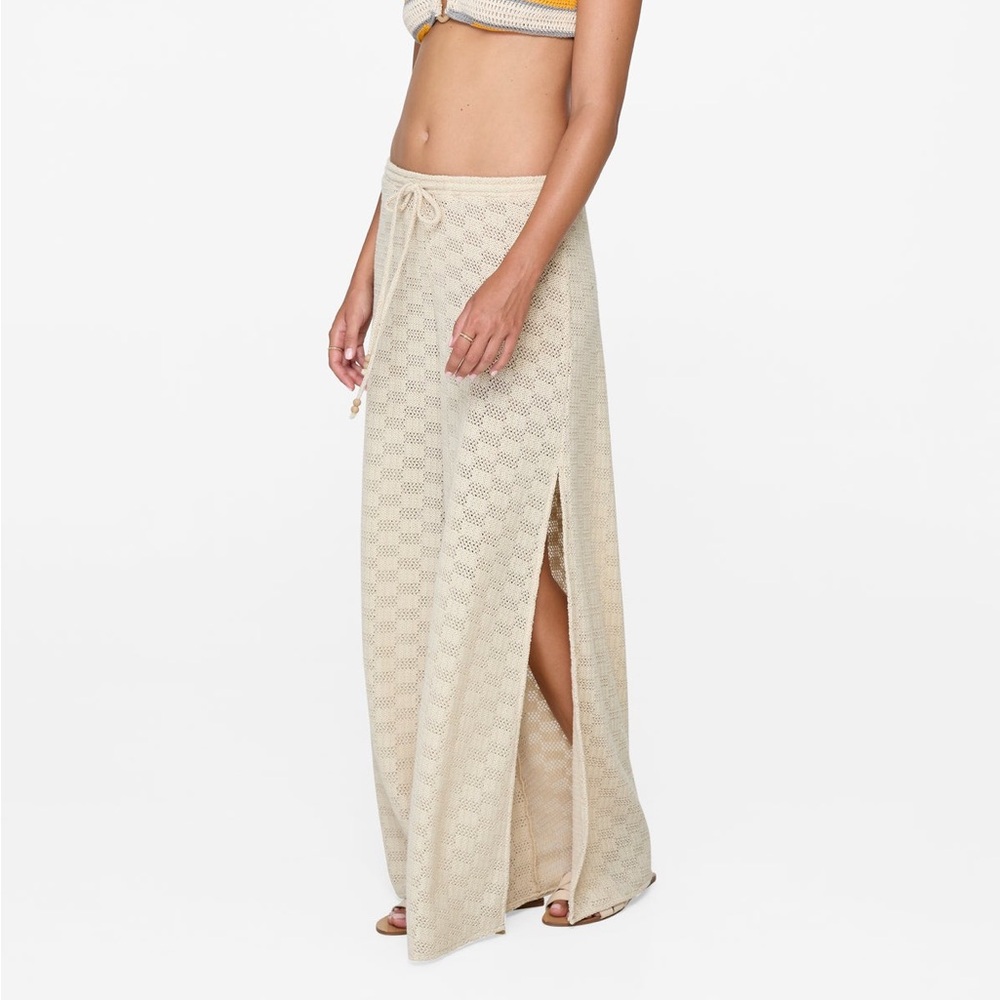 Revel Rey Naomi Crochet Swim Cover Pants in Beige - Medium (Measured)